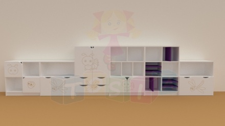 Zestaw z fioletowymi półkami